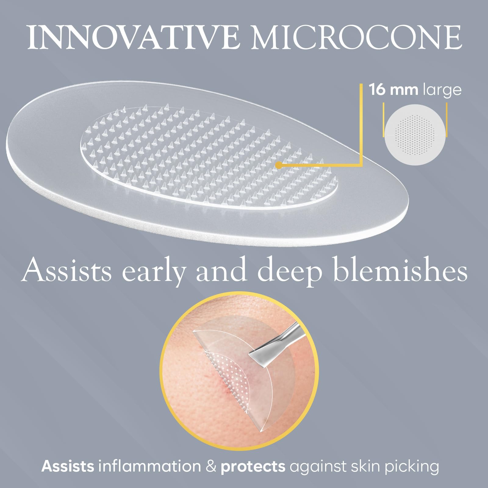 BLOOMORA Microdart Acne Patch, Zit Patches for Cystic Acne Overnight Care, Cystic Acne Coverage, Pimple Patches Microdart Technology - Salicylic & Hyaluronic Acid (12 Count)